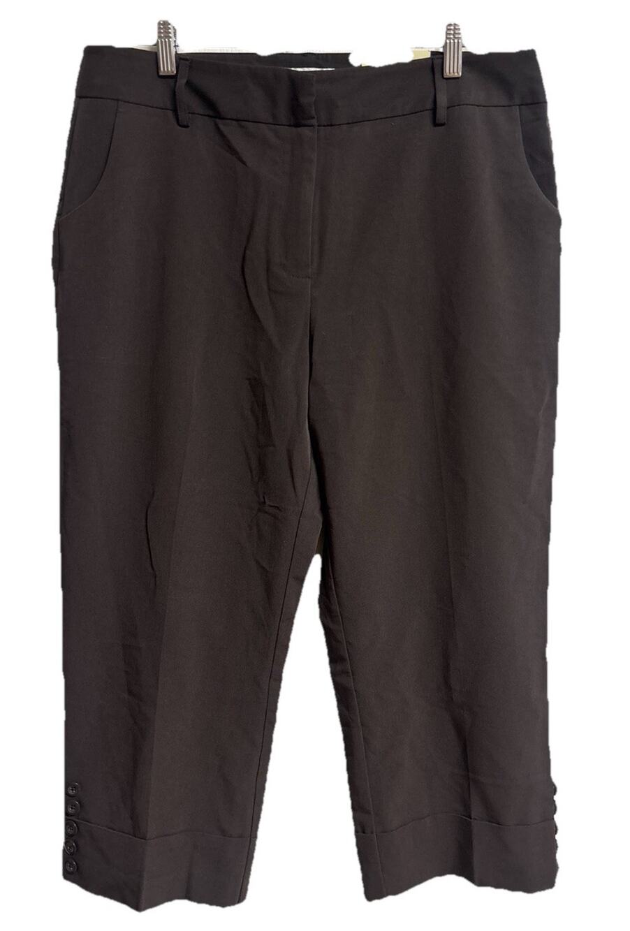 Dressbarn Women Crop Pants Women Size 14 Cuffed Button Hem Stretch Career New - Picture 1 of 7